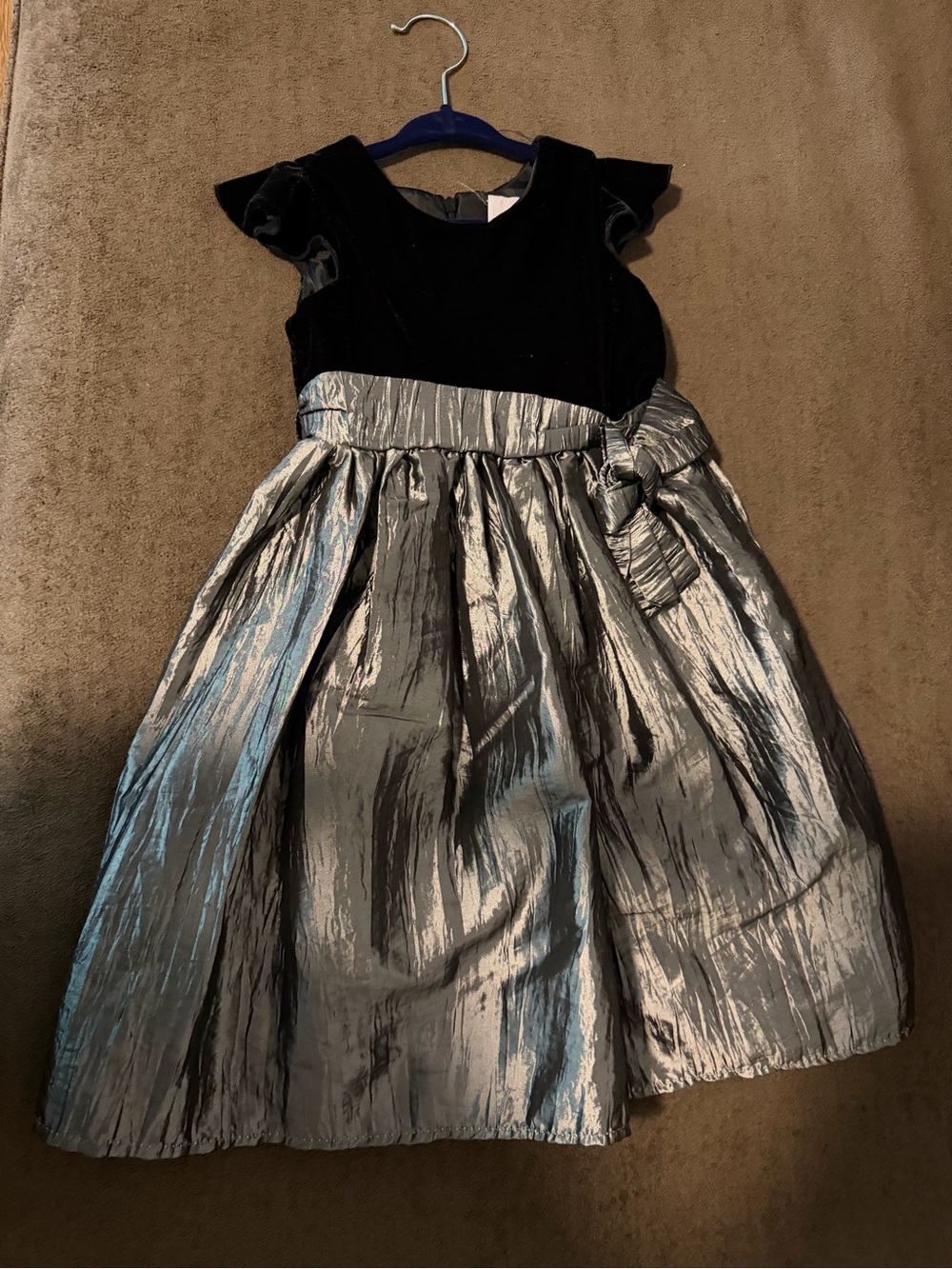 Little Miss Black velvet and Silver Taffeta holiday dress 4T